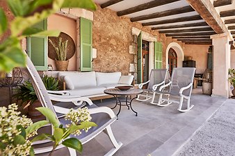 Finca Vistalegre Nou: Terrasse vor dem Aufenthaltsraum